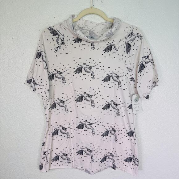 Victa Designs Top Womens Medium Dragon Bird Print Art to Wear Shirt Denver CO - Picture 1 of 13
